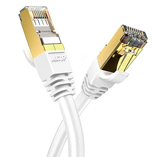 Veetop Cat8 LAN Kabel Netzwerkkabel Ethernetkabel Internetkabel Superschnell Flexibel und Robust mit Vergoldetem RJ45 (Weiß, 10m) von Veetop