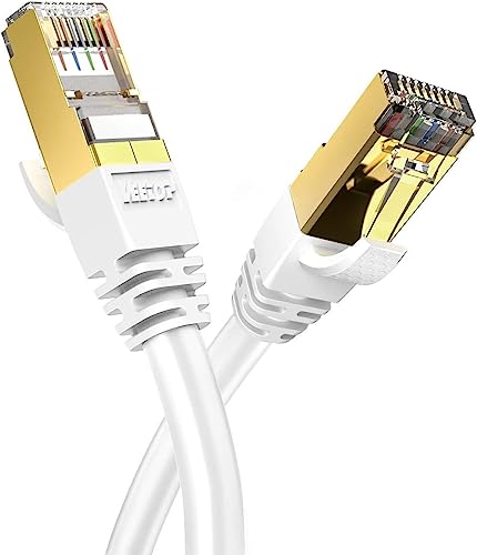 Veetop Cat8 Lan kabel Netzwerkkabel Ethernetkabel Internetkabel Superschnell Flexibel und Robust mit Vergoldetem RJ45 (Weiß, 3m) von Veetop
