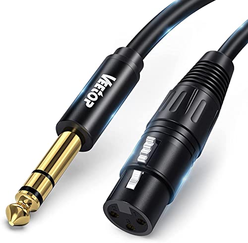 Veetop Kabel XLR Buchse auf TRS Mikrofonkabel XLR Female auf 6,35 mm Klinke mit Stecker 24K Vergoldete (3m) von Veetop