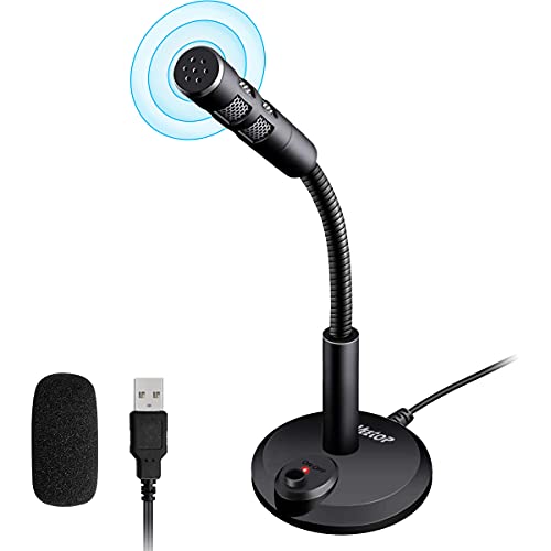 Veetop USB Mikrofon PC und Laptop, Standmikrofon mit 360 Grad Aufnahmefähigkeit, Rauschunterdrückung und EIN-Knopf Schalter von Veetop