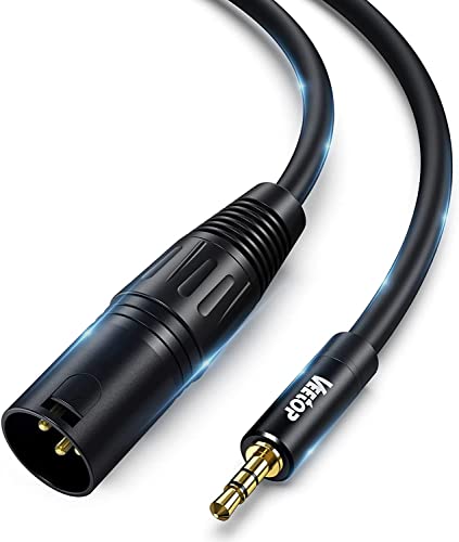 Veetop XLR Männlich auf 3,5mm, Mikrofonkabel XLR Male auf 3,5 mm Klinke mit Stecker 24K Vergoldete von Veetop