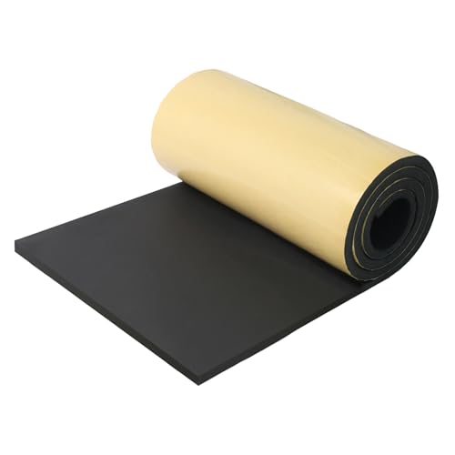Vefhby Schaumstoffplatte Selbstklebende, Schaumstoff Selbstklebend 300mm x 12mm x 1.5m Neopren Multifunktions Dämmmatte, Schaumstoffrolle Rutschfest Isolierung Stoßdämpfung Akustikmatte (Schwarz) von Vefhby