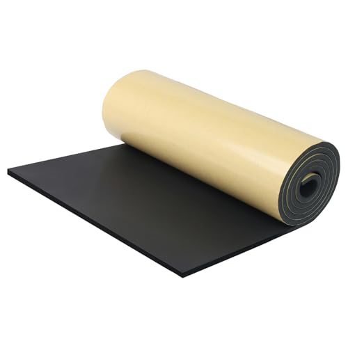 Vefhby Schaumstoffplatte Selbstklebende, Schaumstoff Selbstklebend 300mm x 6mm x 1.5m Neopren Multifunktions Dämmmatte, Schaumstoffrolle Rutschfest Isolierung Stoßdämpfung Akustikmatte (Schwarz) von Vefhby