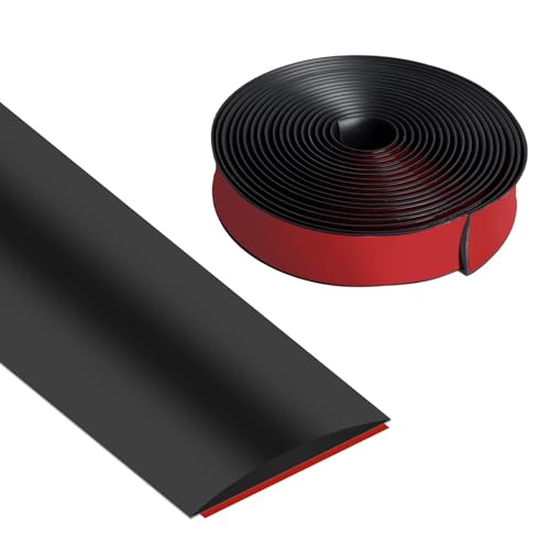 Vefhby Übergangsleiste Selbstklebend, 4cm x 6m Vinyl Übergangprofil Selbstklebend, Bodenleiste Abdeckleiste zum Verbinden von Bodenlücken Bodenleiste Fußböden(Schwarz) von Vefhby