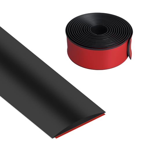 Vefhby Übergangsleiste Selbstklebend, 5cm x 3m Vinyl Übergangprofil Selbstklebend, Bodenleiste Abdeckleiste zum Verbinden von Bodenlücken Bodenleiste Fußböden(Schwarz) von Vefhby