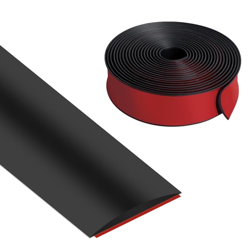 Vefhby Übergangsleiste Selbstklebend, 5cm x 6m Vinyl Übergangprofil Selbstklebend, Bodenleiste Abdeckleiste zum Verbinden von Bodenlücken Bodenleiste Fußböden(Schwarz) von Vefhby