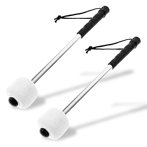 2 Stück Marschtrommel Schlägel, Bass Drum Mallet Drum Stick mit Filzkopf, Percussion Drumsticks, Percussion Marching Band Zubehör, Percussion Mallets Timpani Sticks, Trommelstöcke Paukenschlägel von Vegena