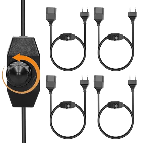 LED Dimmer mit 2M Kabel, 4 Stück Dimmer für LED Lampen mit Schalter, Led Dimmschalter Stufenlos Dimmbar/Dimmen 220-250V / 100W Max, Drehdimmer für LED Leuchtmittel (Schwarz) von Vegena