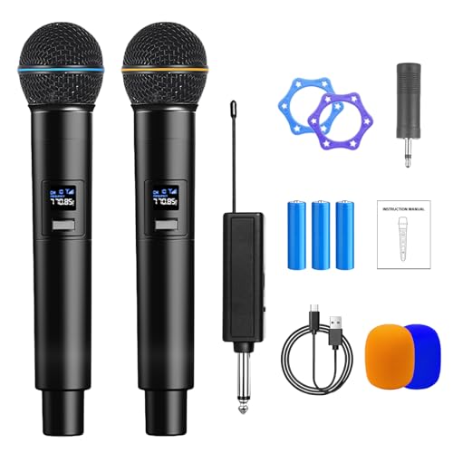 Vegena Mikrofon Kabellos,Kabelloses Mikrofon Mit Wiederaufladbarem Empfänger,Dual Funkmikrofon,Wireless Microphone Set,Wiederaufladbares Funkmikrofon Für Party,Hochzeit,Vortrag,Gesang,Karaoke von Vegena
