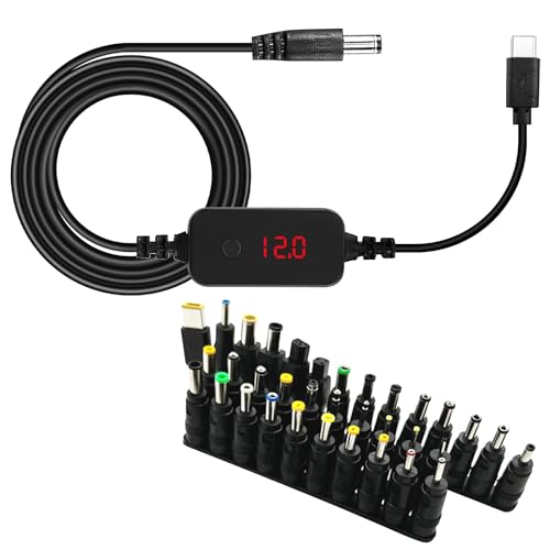 PD auf DC Adapterkabel, Universal-Ladekabel mit 34 Anschlusssteckern, Einstellbare 5V 9V 12V 15V 20V Universal Hohlstecker, USBC auf DC Stecker Kabel Ladegerät, DC Stromkabel für Laptops Lautsprecher von Vegena