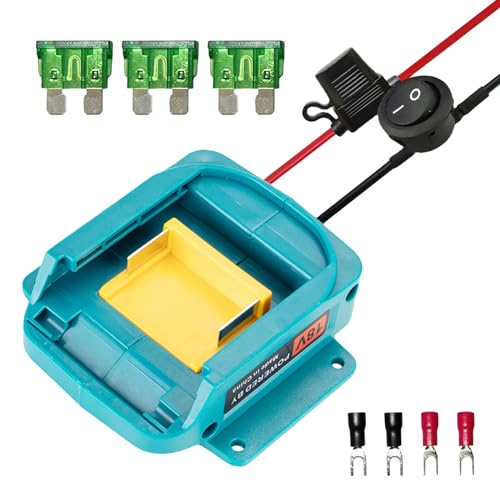 Power Wheel Adapter für Makita 18 V Akku, Akku Adapter, Dock Power Connector 14 AWG mit Sicherung & Schalter, Batterie-Umrüstsatz, Sicherer Batterieadapter für RC Auto, Heimwerker, Robotik, RC LKW von Vegena