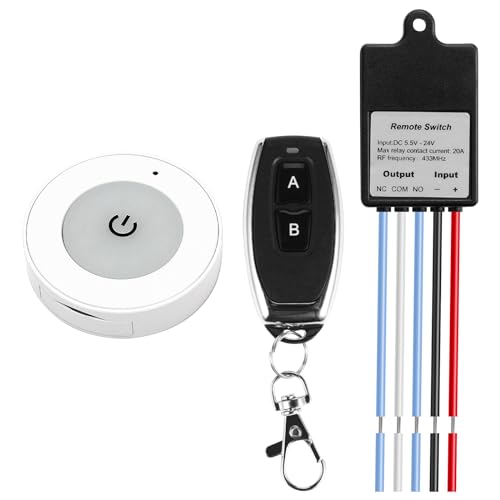 12V Funkschalter mit Fernbedienung, Drahtloser Fernschalter, 433MHz Funk Fernbedienung Schalter DC 5V/12V/24V, Mini Relais Wireless Lichtschalter Fernbedienung für Lampe Deckenleuchten 12V Funkschalter mit Fernbedienung, Drahtloser Fernschalter, 433MHz Funk Fernbedienung Schalter DC 5V/12V/24V, Mini Relais Wireless Lichtschalter Fernbedienung für Lampe Deckenleuchten von Vegena