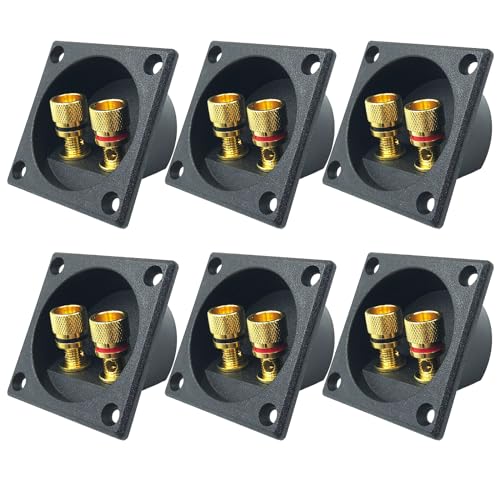 Vegena 6 Stück Lautsprecher Terminal, 2-Wege Lautsprecher Box Terminal, Tasselautsprecher Stecker Lautsprecher Quadrat Spring Cup Inding Post Quadrat Frühling Für DIY Home Auto Stereo Lautsprecher von Vegena