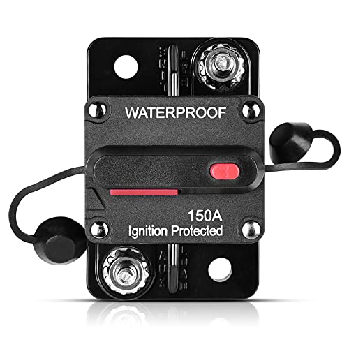 Wasserdichte Sicherungsautomat 150A, Reset Sicherung, DC12-48v KFZ Sicherung Leistungsschutzschalter, Automatische Sicherung Schalter für Motor Auto Marine Boat Bike Stereo Audio 150A von Vegena