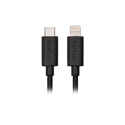 Veho Pebble USB-C™ auf Lightning-Kabel zum Aufladen und Synchronisieren, 20 cm, MFi-Lightning-Kabel (A-zertifiziert), Schwarz von Veho