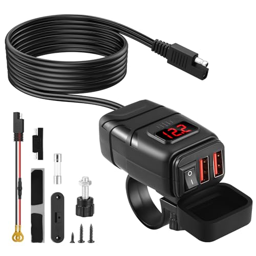 Vehoukli USB 12V Steckdose Auto Ladegerät mit Schalter, Steckdose Motorrad 12V Steckdose Auto Ladegerät Wasserdicht KFZ QC3.0 PD Type C USB mit Switch für 12V ~24V Motorrad Boot Yacht Wohnmobil von Vehoukli