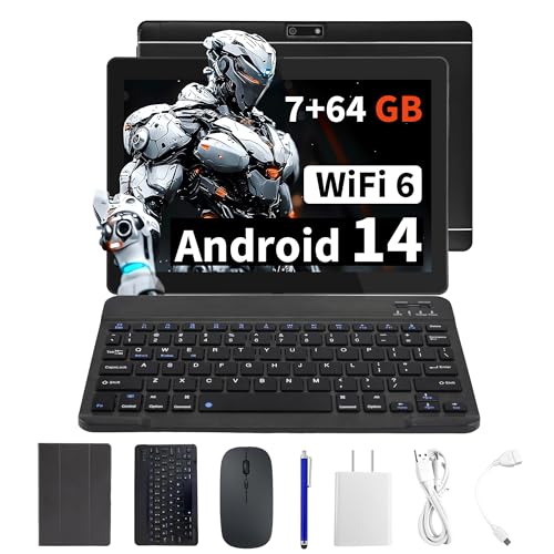 Veidoo 2-in-1 tragbares Android-Tablet mit Tastatur, Maus und Eingabestift, Tablet 10,1 Zoll IPS HD-Bildschirm mit 7 GB RAM (3 GB + 4 GB) 64 GB ROM, erweiterbar auf 512 GB, Octa-Core-Prozessor, WiFi 6 von Veidoo