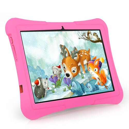 Veidoo Kinder-Tablet-PC, 10 Zoll Android 13 Tablet für Kinder mit 8 GB (4 + 4 Expand) RAM 128 GB ROM, Octa-Core-Prozessor, WiFi 6, Augenschutz IPS-Bildschirm, Kindersicherungs-App (Pink) von Veidoo