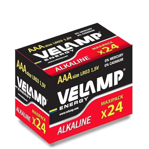 Alkaline Batterie Stilo LR6 AA 1,5 V - Vorteilspackung mit 24 Batterien von Velamp