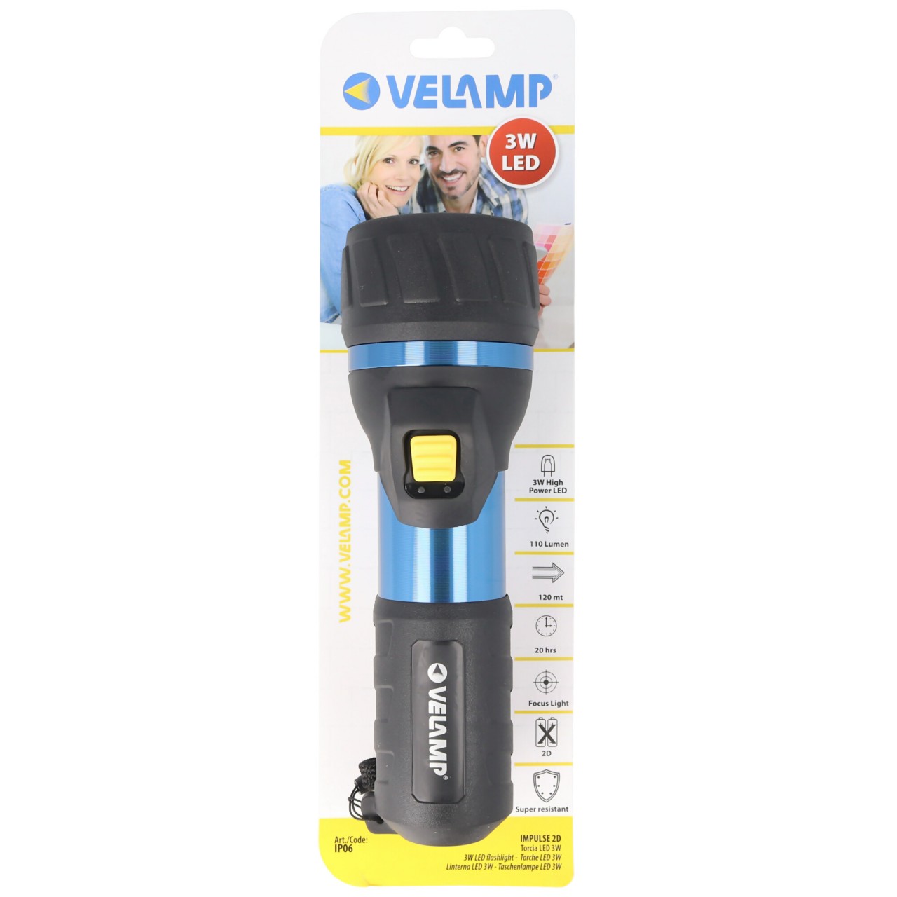 LED-Taschenlampe High Power LED mit 110 Lumen, 3W, wasser- und stoßfest, inklusive Batterien 2x D LED-Taschenlampe High Power LED mit 110 Lumen, 3W, wasser- und stoßfest, inklusive Batterien 2x D von Velamp