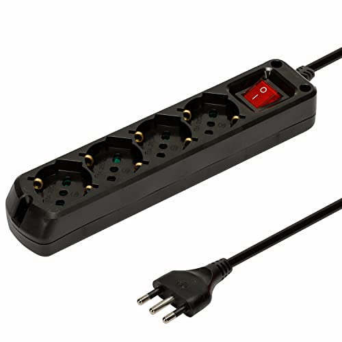 Mehrfachsteckdose 4 fach Schuko + 10/16A mit Schalter 1m Kabel und Stecker 16A von Velamp