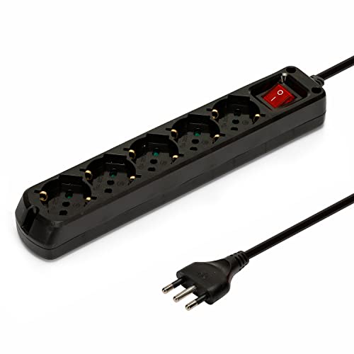 Mehrfachsteckdose 5-fach Schuko + 10/16A mit Schalter 1m Kabel und Stecker 16A von Velamp