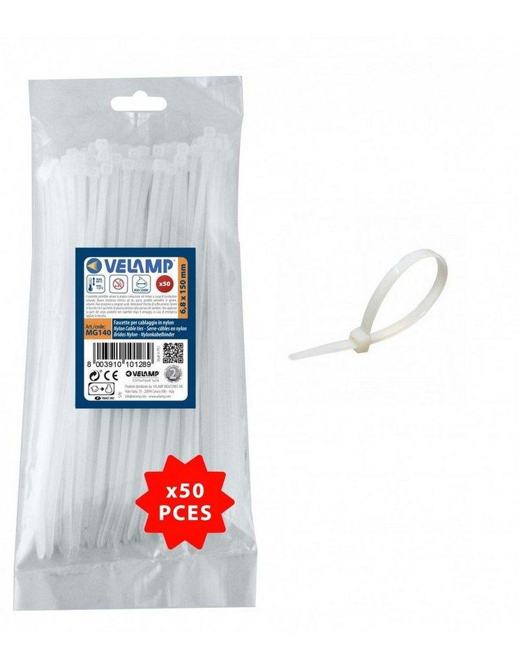 Velamp Kabelbinder Velamp Kabelbinder Nylon. Weiss. 6,8x150 - 50 Stck Velamp Kabelbinder Velamp Kabelbinder Nylon. Weiss. 6,8x150 - 50 Stck von Velamp