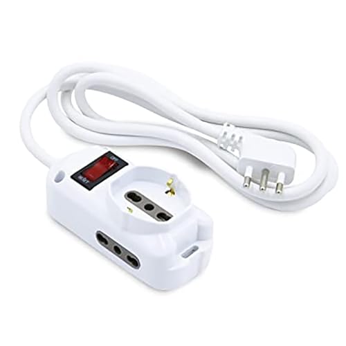 Velamp MULTIT-I-102 3er Steckdosenleiste: 1 Schuko + 2 bivalent 10/16A. 1,5 m Kabel, 10 A Kleiner Stecker. Mit Sicherheitsschalter, Bianco von Velamp