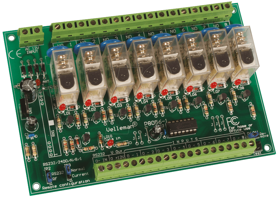 K8056 - Bausatz: Ferngesteuerte 8-Kanal Relaiskarte von Velleman