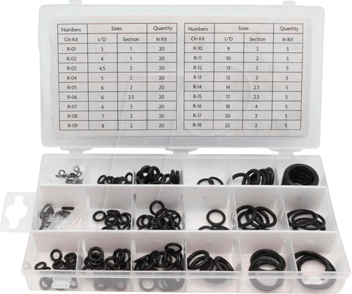 VEL HAS02 - Nitril O-Ring Sortiment, 225-teilig von Velleman
