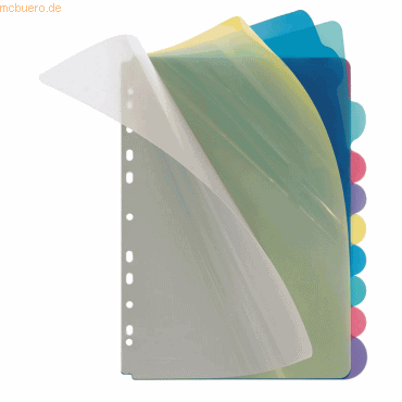 25 x Veloflex Register A4 PP 10-teilig farbig-transparent von Veloflex