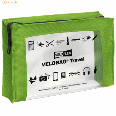 6 x Veloflex Reißverschlusstasche Velobag Travel A5 grün von Veloflex