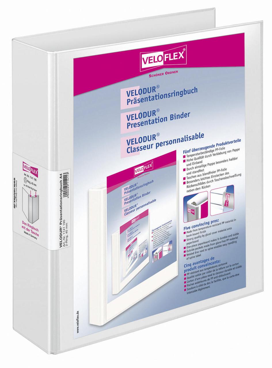 VELOFLEX Präsentationsringbücher 2-Ringe DIN A4 6 cm weiß von Veloflex
