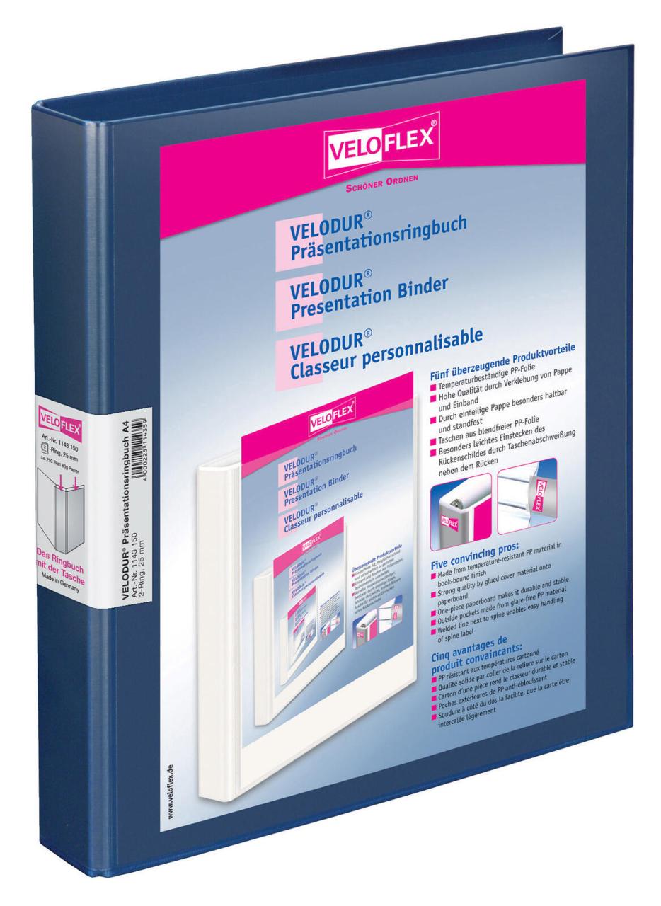 VELOFLEX Präsentationsringbücher 2-Ringe DIN A4 4 cm blau VELOFLEX Präsentationsringbücher 2-Ringe DIN A4 4 cm blau von Veloflex
