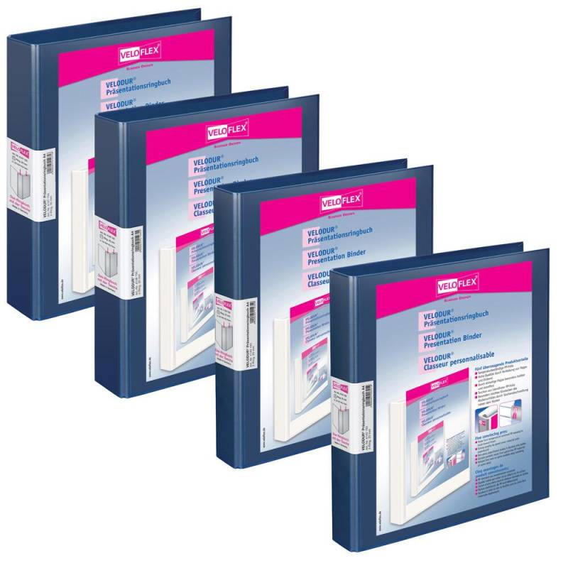 VELOFLEX Präsentationsringbücher 2-Ringe DIN A4 4.6 cm blau von Veloflex