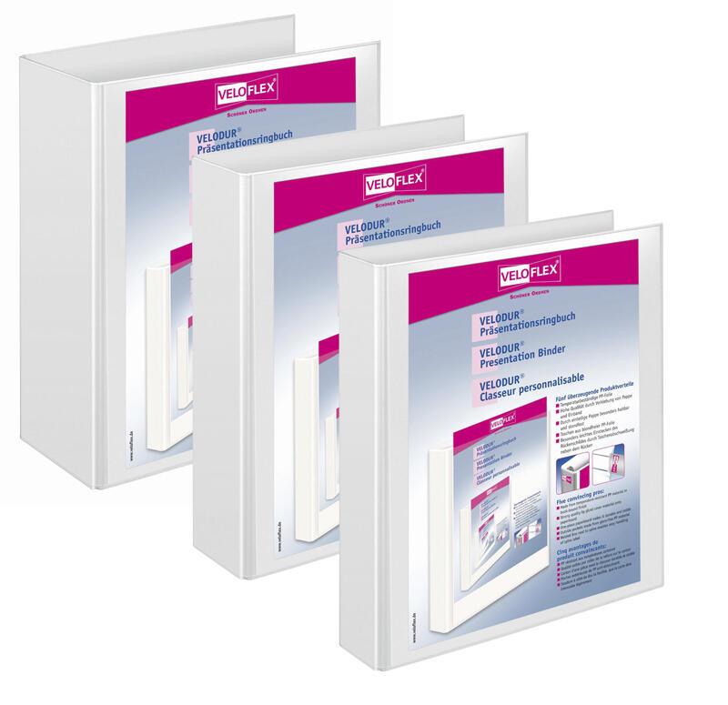 VELOFLEX Präsentationsringbücher 2-Ringe DIN A4 2 cm weiß von Veloflex