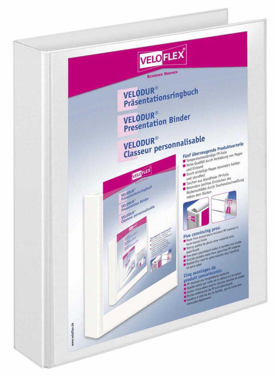 VELOFLEX Präsentationsringbücher 4-Ringe DIN A4 4.6 cm weiß von Veloflex