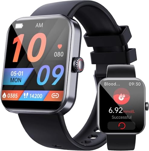 Smartwatch Herren Damen mit Telefonfunktion ΒΙυtzυcker, 2,0" Fitness Tracker Uhr mit Körpertemperatur Herzfrequenz Blutdruck SpO2 Schlafüberwachung SOS-Taste Sportuhr für Android iOS Handy, Schwarz Smartwatch Herren Damen mit Telefonfunktion ΒΙυtzυcker, 2,0" Fitness Tracker Uhr mit Körpertemperatur Herzfrequenz Blutdruck SpO2 Schlafüberwachung SOS-Taste Sportuhr für Android iOS Handy, Schwarz von Velora