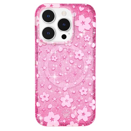 VELVET CAVIAR Schutzhülle für iPhone 14 Pro, rosa Glitzer, kompatibel mit MagSafe, 3 m Falltest, Kirschblüte, Blumen, Sommer, Frühling von Velvet Caviar