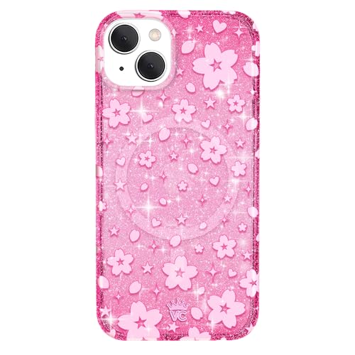VELVET CAVIAR Schutzhülle für iPhone 15 Plus, rosa Glitzer, kompatibel mit MagSafe [3 m Falltest] – Kirschblüten-Blumen-Sommer-Vibes von Velvet Caviar