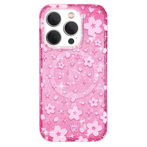 VELVET CAVIAR Schutzhülle für iPhone 15 Pro, rosa Glitzer, kompatibel mit MagSafe [3 m Falltest] – Kirschblüten-Blumen-Sommer-Vibes von Velvet Caviar