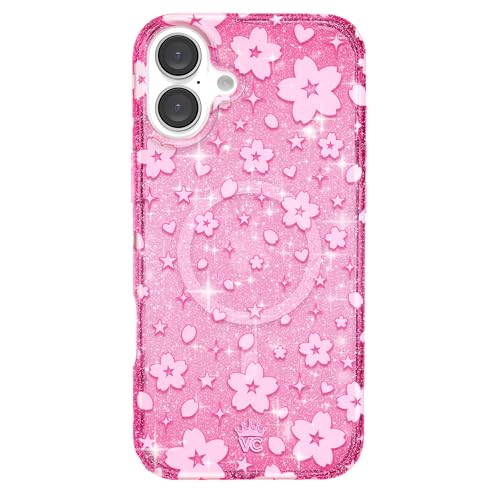 VELVET CAVIAR Schutzhülle für iPhone 16 Plus, rosa Glitzer, kompatibel mit MagSafe [3 m Falltest] – Kirschblüten-Blumen-Sommer-Vibes von Velvet Caviar