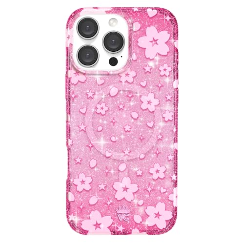 VELVET CAVIAR Schutzhülle für iPhone 16 Pro Max, rosa Glitzer, kompatibel mit MagSafe [3 m Falltest] – Kirschblüten-Blumen-Sommer-Vibes von Velvet Caviar