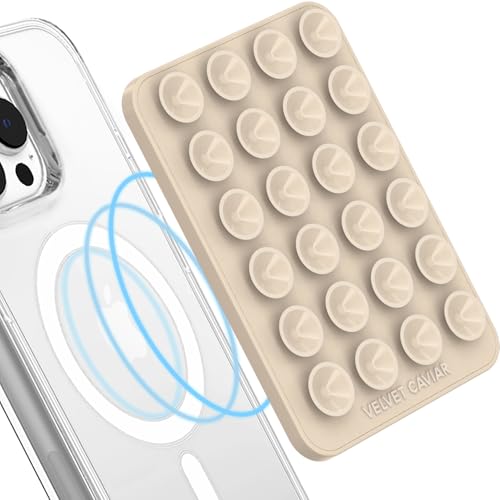 Velvet Caviar Saugnapf-Handyhülle, nur kompatibel mit MagSafe-Geräten, magnetisch, Silikon, klebrige Handy-Halterung für iPhone, Spiegelgreifer (Sandstein) von Velvet Caviar