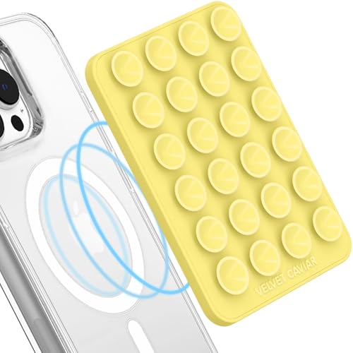 Velvet Caviar Saugnapf-Handyhülle, nur kompatibel mit MagSafe-Geräten, magnetisch, Silikon, klebrige Handy-Halterung für iPhone Rückseite des Telefons – Spiegelgreifer (gelb) von Velvet Caviar