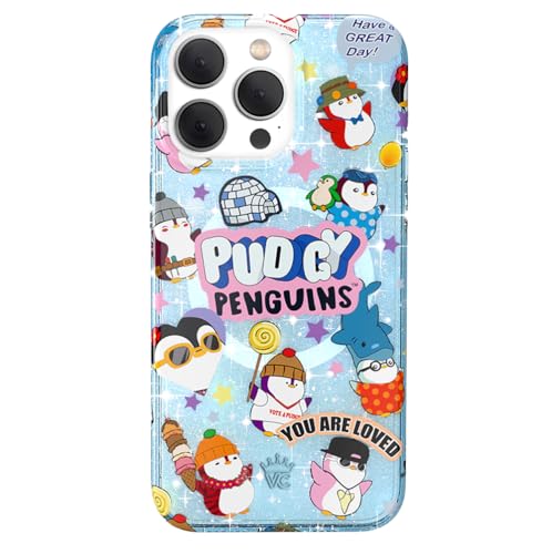 VELVET CAVIAR x Pudgy Penguins Kompatibel mit iPhone 15 Pro Hülle Cute - Kompatibel mit MagSafe - Eisberg Blau Glitzer von Velvet Caviar
