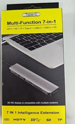 USB-C-Hub HDMI 4K PD 100 W Ladung, Multi Data Ports 5 Gbps 7 in 1 Dock USB-C USB-C-Hub HDMI 4K PD 100 W Ladung, Multi Data Ports 5 Gbps 7 in 1 Dock USB-C von Vemfay