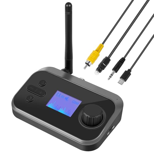 Vemfay 3-in-1 Bluetooth Adapter, 5.3 Bluetooth Transmitter Receiver mit Lautstärkeregelung Aux/RCA/Optisch, Bluetooth Sender für TV PC Stereoanlage von Vemfay