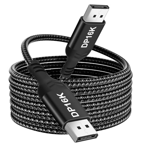 Vemfay Displayport Kabel 3m, 16K Display Port 2.1/2.0, 16K/10K@60Hz, 8K@120Hz, 4K@240Hz, Unterstützt 80Gbps HDR DSC1.2a G-Sync FreeSync, DP Kabel 3m 2.1 für Gaming Monitor Projektoren Grafikkarte PC Vemfay Displayport Kabel 3m, 16K Display Port 2.1/2.0, 16K/10K@60Hz, 8K@120Hz, 4K@240Hz, Unterstützt 80Gbps HDR DSC1.2a G-Sync FreeSync, DP Kabel 3m 2.1 für Gaming Monitor Projektoren Grafikkarte PC von Vemfay