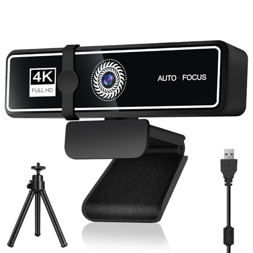 Webcam 4K, UHD Webcam mit Mikrofon & Metall Stativ, Autofokus, 120°Sichtfeld, Lichtkorrektur, Geräuschreduzierende Mikrofon, Plug & Play, USB Kamera PC für konferenz, Streaming, Videoanrufe Webcam 4K, UHD Webcam mit Mikrofon & Metall Stativ, Autofokus, 120°Sichtfeld, Lichtkorrektur, Geräuschreduzierende Mikrofon, Plug & Play, USB Kamera PC für konferenz, Streaming, Videoanrufe von Vemfay